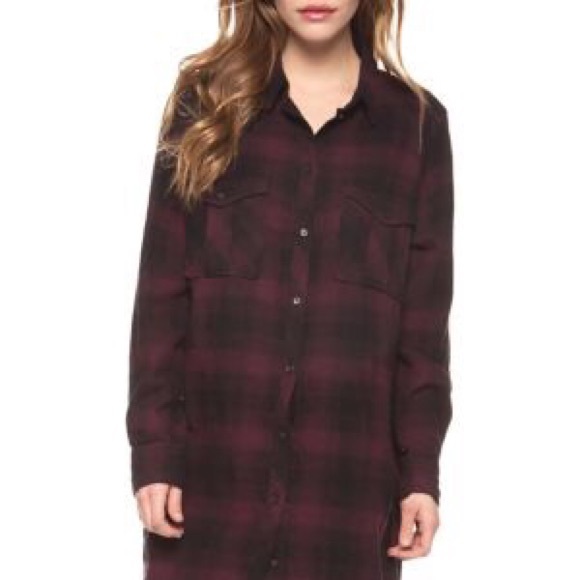Dex Tops - Dex high-low plaid cotton blend tunic